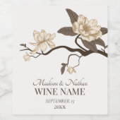 ミニマルヴィンテージマグノリア結婚ズクリーム ワインラベル (シングルラベル)