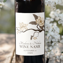 ミニマルヴィンテージマグノリア結婚ズクリーム ワインラベル