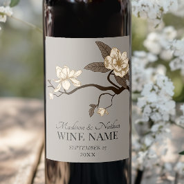 ミニマルヴィンテージマグノリア結婚ズグレー ワインラベル