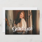 ミニマルヴィンテージレトロフォトコラージュ卒業 案内状 (正面)