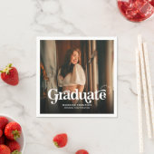 ミニマルヴィンテージレトロ写真卒業 スタンダードカクテルナプキン (インサイチュ)