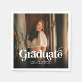 ミニマルヴィンテージレトロ写真卒業 スタンダードカクテルナプキン (正面)