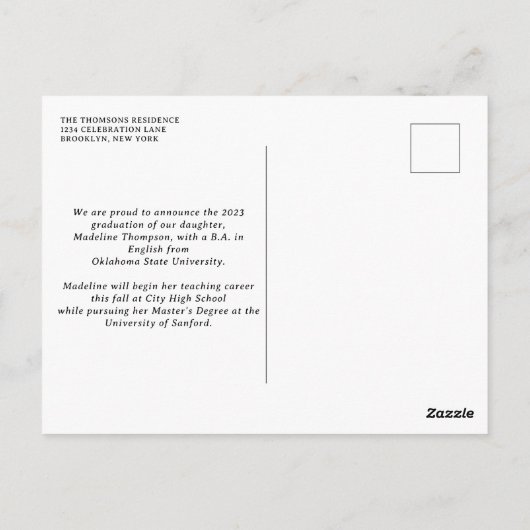 ミニマルヴィンテージレトロ写真卒業 ポストカード (裏面)