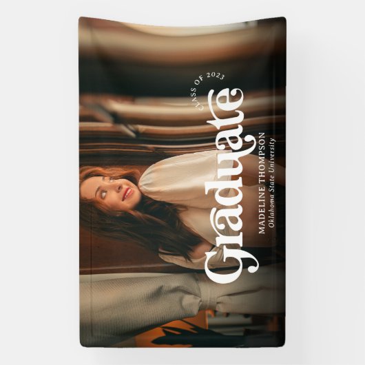 ミニマルヴィンテージレトロ写真卒業 横断幕 (縦)