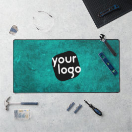 ミニマルヴィンテージ企業のロゴの追加ティール（緑がかった色） デスクマット