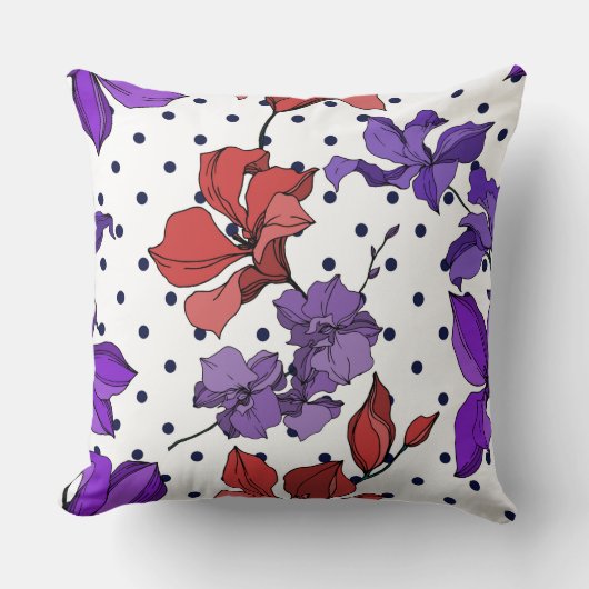 ミニマルヴィンテージ可愛い野生のフローラインクのアートワークの人形 クッション (正面)