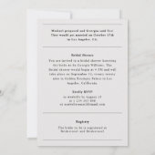 ミニマルヴィンテージ新聞写真ブライダルシャワー 招待状 (裏面)