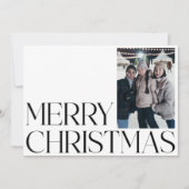 ミニマルヴィンテージ白黒2枚フォトクリスマス シーズンカード (正面)