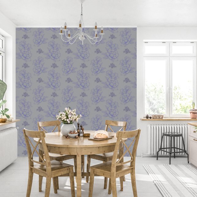 ミニマルヴィンテージ花柄グレー 壁紙 (クリエイターアップロード済み)