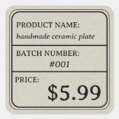 ミニマルヴィンテージ製品価格ラベルシール スクエアシール (正面)