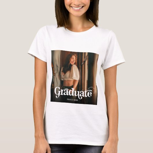 ミニマルヴィンテージ誇りを持ったレトロ母の写真卒業 Tシャツ (正面)