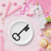 ミニマルヴィンテージ鍵シルエット ペーパープレート (パーティー)