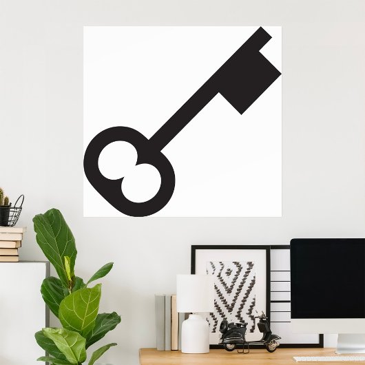 ミニマルヴィンテージ鍵シルエット ポスター