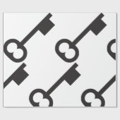 ミニマルヴィンテージ鍵シルエット ラッピングペーパー (フラット)