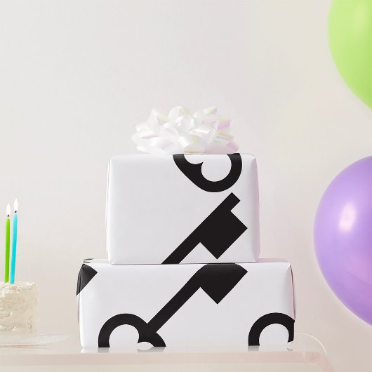 ミニマルヴィンテージ鍵シルエット ラッピングペーパー