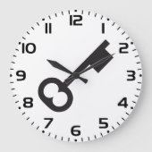 ミニマルヴィンテージ鍵シルエット ラージ壁時計 (正面)