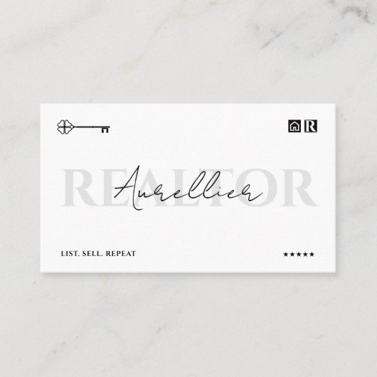 ミニマル不動産仲介業者不動産担保ブローカー鍵スクリプト 名刺 (正面)