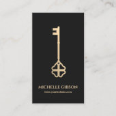 ミニマル不動産仲介業者写真モーゲージ鍵ブラック 名刺 (正面)