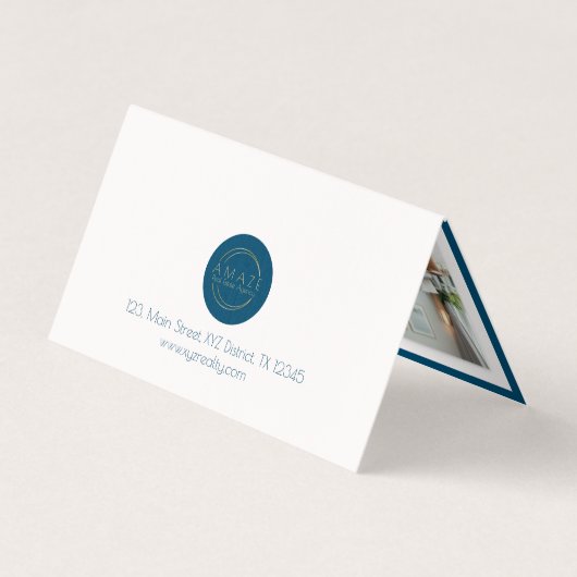 ミニマル不動産仲介業者QRコード折り畳み名刺 名刺 (裏面)