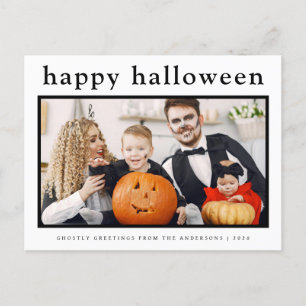 ミニマル不気味ハッピーハローウィン家族1写真 シーズンポストカード