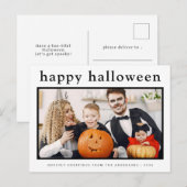 ミニマル不気味ハッピーハローウィン家族1写真 シーズンポストカード (正面/裏面)