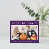 ミニマル不気味ハッピーハローウィン家族1写真 シーズンポストカード (スタンド正面)