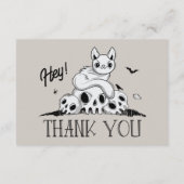 ミニマル不気味可愛いハロウィン幽霊猫 サンキューカード (裏面)
