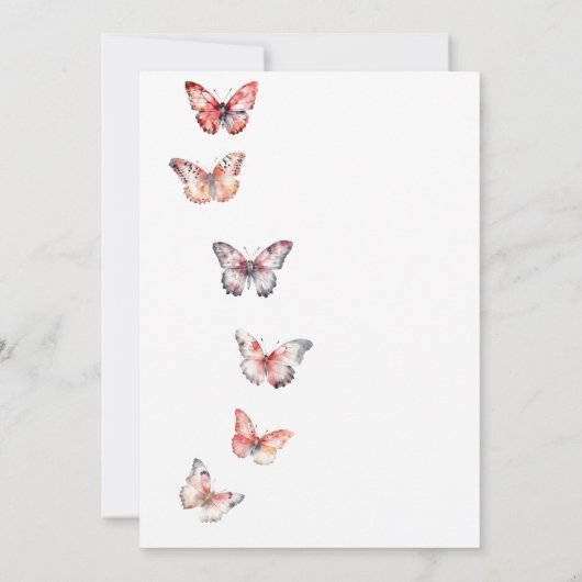 ミニマル与えス彼私蝶ブライダルシャワー 招待状 (裏面)