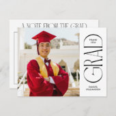 ミニマル両面フォト空白の卒業 サンキューカード (正面/裏面)