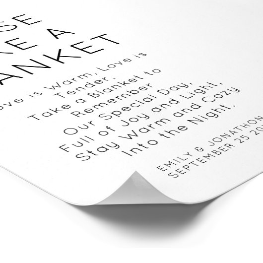 ミニマル主義者が毛布結婚の看板を取る ポスター (角)