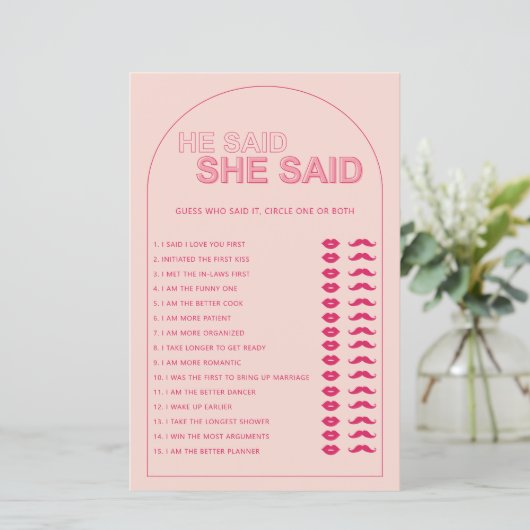 ミニマル主義者の彼は彼女がブライダルシャワーゲームを言った (スタンド正面)