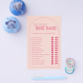 ミニマル主義者の彼は彼女がブライダルシャワーゲームを言った チラシ (シングル)