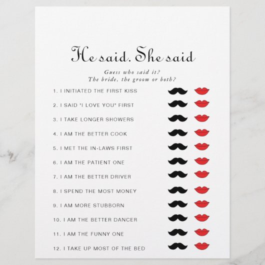 ミニマル主義者の彼は彼女はブライダルシャワーゲームを言った (正面)