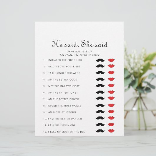 ミニマル主義者の彼は彼女はブライダルシャワーゲームを言った (スタンド正面)