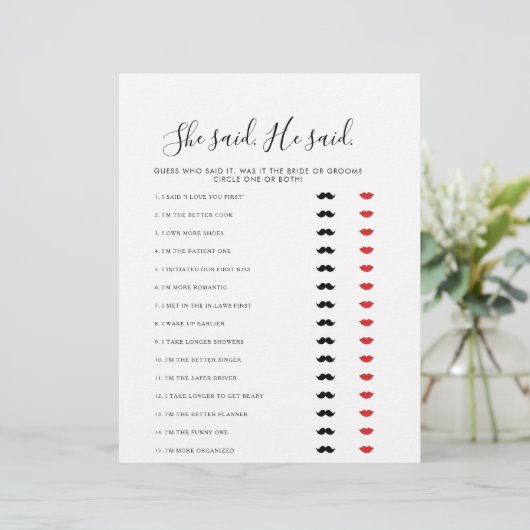 ミニマル主義者の彼は彼女はブライダルシャワーゲームを言った (スタンド正面)