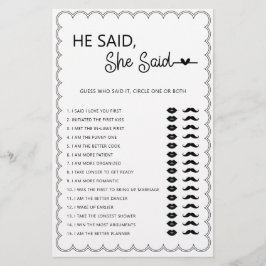 ミニマル主義者の彼は彼女はブライダルシャワーゲームフライと言った チラシ