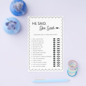 ミニマル主義者の彼は彼女はブライダルシャワーゲームフライと言った チラシ (シングル)