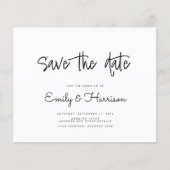 ミニマル予算ウェディング日付の保存招待状 (正面)