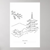 ミニマル京都ウォールアート|日本の五重塔プリント ポスター (正面)