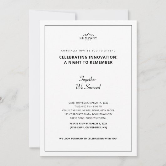 ミニマル企業のイベント招待状 セーブザデート (正面)