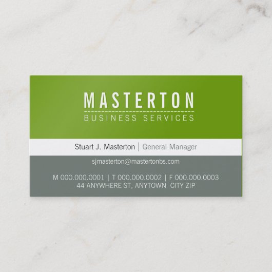 ミニマル企業のシンプル白草グレイ 名刺 (正面)