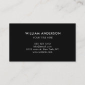 ミニマル企業のプロフェッショナル白黒 名刺 (裏面)