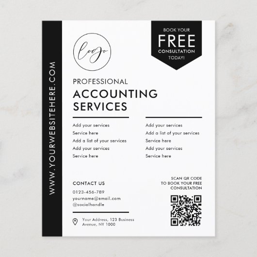 ミニマル企業のリストビジネスロゴマーケティング チラシ (正面)