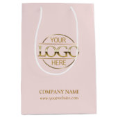 ミニマル企業のリストピンク会社のロゴ ミディアムペーパーバッグ (正面)