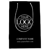 ミニマル企業のリストブラック会社のロゴ ミディアムペーパーバッグ (正面)