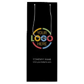 ミニマル企業のリストブラック会社のロゴ ワインギフトバッグ (正面)