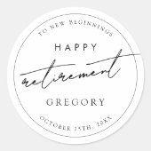 ミニマル企業の白黒退職パーティー ラウンドシール (正面)