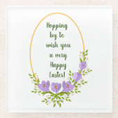 ミニマル休日リースクロッカスフラワーイースター ガラスコースター (正面)