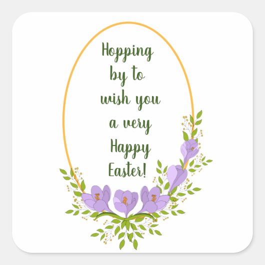 ミニマル休日リースクロッカスフラワーイースター スクエアシール (正面)