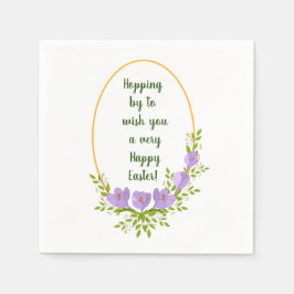 ミニマル休日リースクロッカスフラワーイースター スタンダードカクテルナプキン